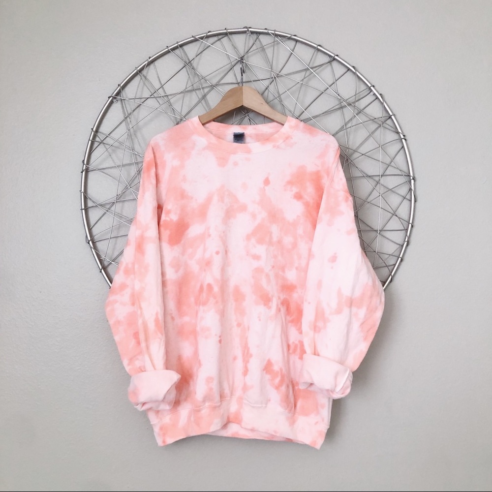 NEW peach marble tie dye crewneck